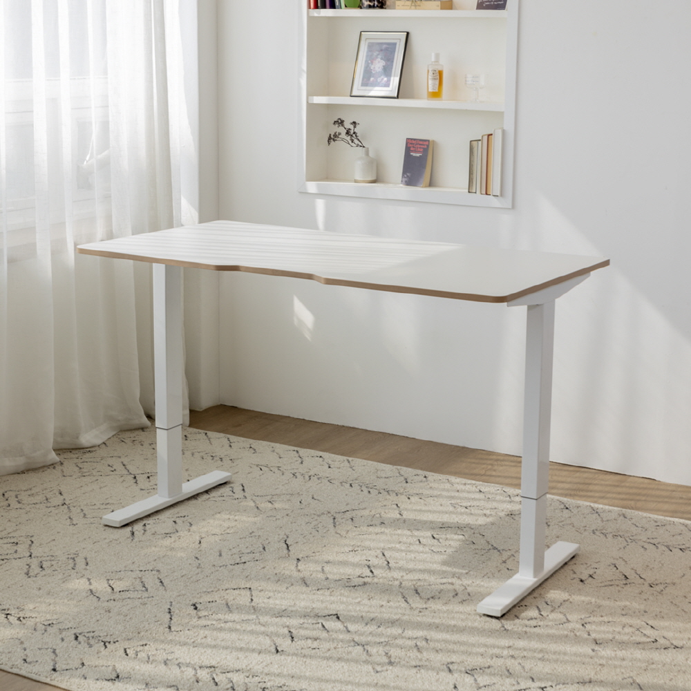 핏쳐 수동식 높이조절 모션 데스크1200 높낮이 스탠딩책상 1200x750mm, 상판 /화이트-프레임/화이트 - 상품 이미지