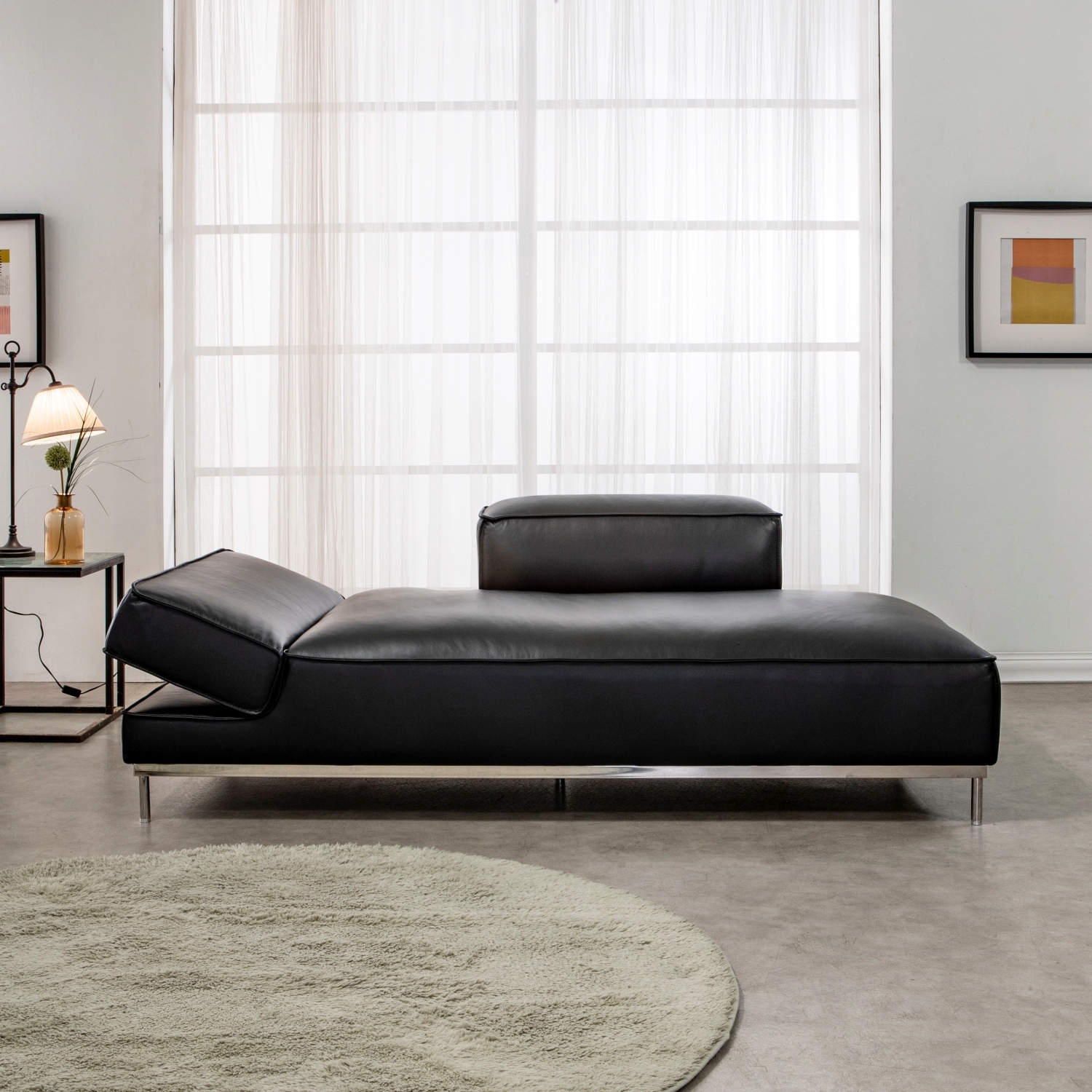 수아브 쎄이드 4인 모던 가죽 소파 오픈형 천연면피 구스 통가죽