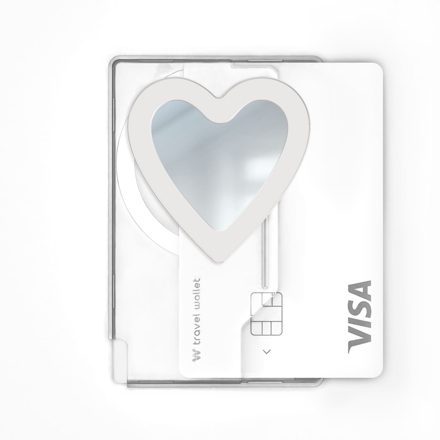 168cm 아이폰 맥세이프 그립톡 카드지갑 올인포켓 미러 하트 화이트