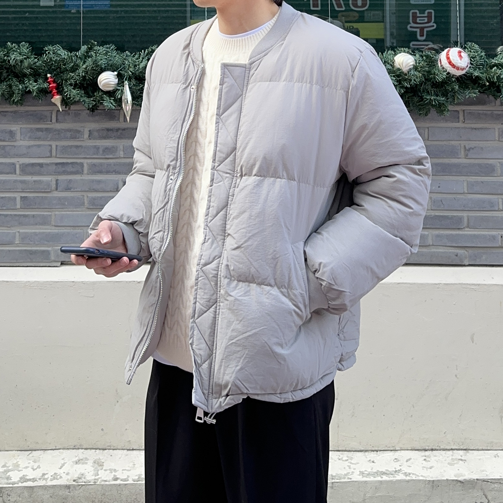 남자숏패딩 오버핏 웰론 커플 블루종 남자 패딩