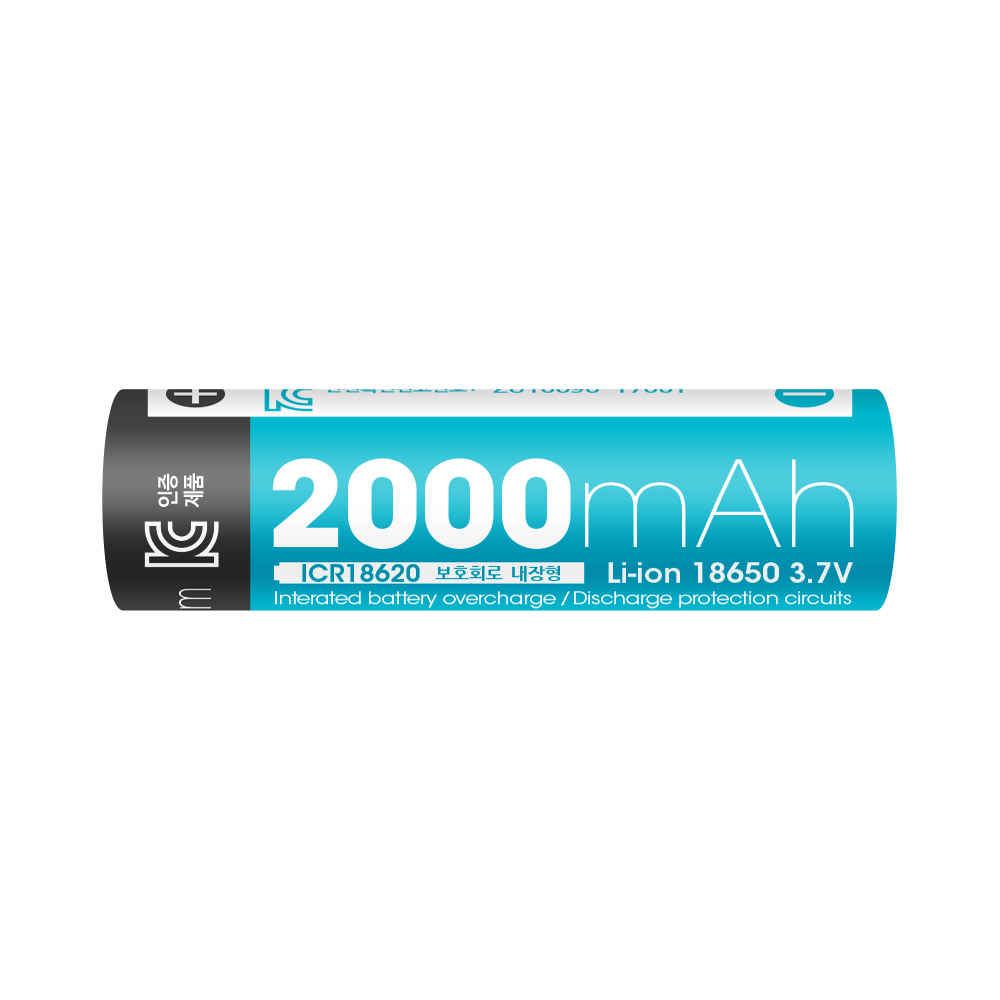리튬이온 18650 충전지(배터리) 2000mA / 보호회로내장 65mm 2개세트 - 상세 이미지 2