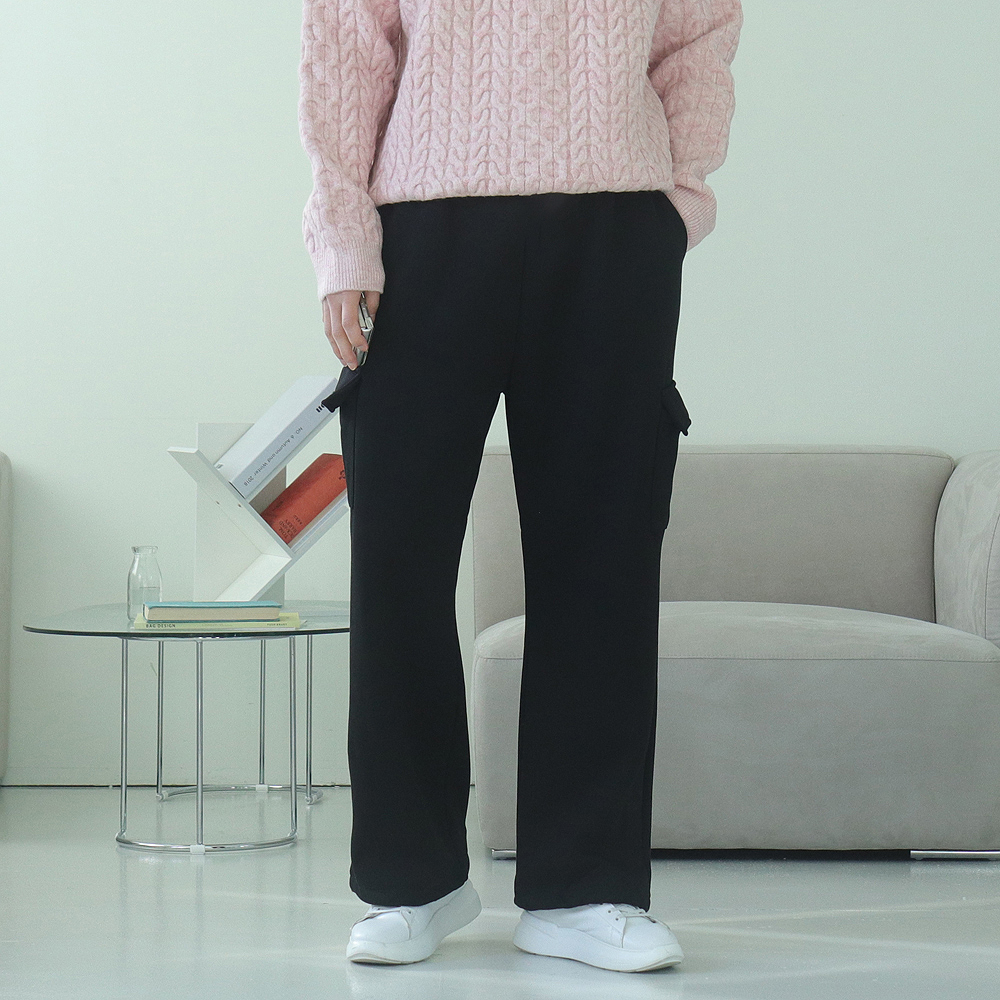 남자기모바지 커플 남자겨울바지 카고 밴딩 남성 와이드 팬츠 - 상세 이미지 3