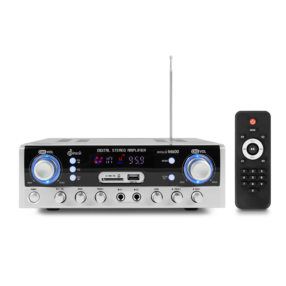 2채널 200W 블루투스 미니 앰프 매장 노래방 마이크 업소용 앰프 M600