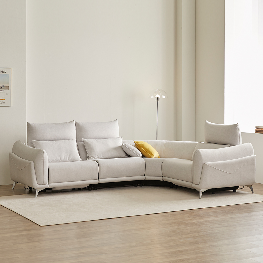 모던홈즈 도스 기능성 패브릭 코너형 4인 전동 리클라이너 소파