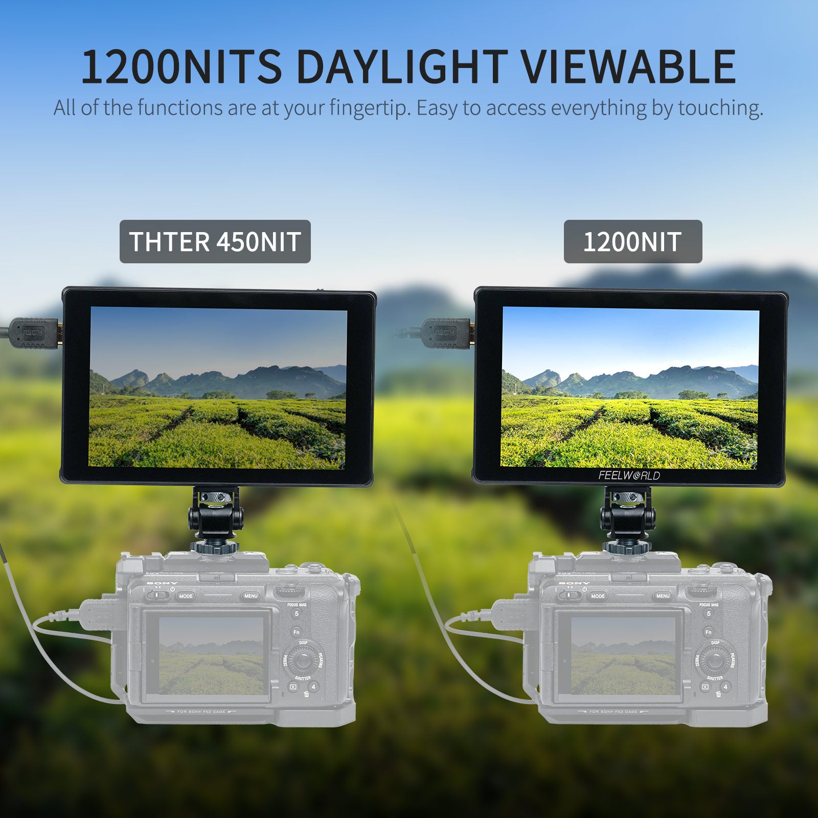 필월드 F7 플러스 4K 카메라 프리뷰 모니터 7인치 3D LUT 터치스크린 - 상세 이미지 4