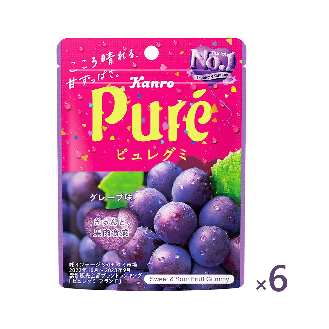 칸로 퓨어 과일 젤리 구미 포도맛 56g 6개세트 일본 젤리 퓨레구미