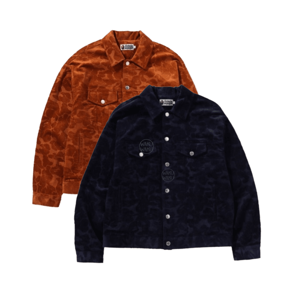 베이프 솔리드 카모 코듀로이 트러커 자켓 2컬러 SOLID CAMO CORDUROY TRUCKER JACKET 브라운 : 와쿠와쿠재팬