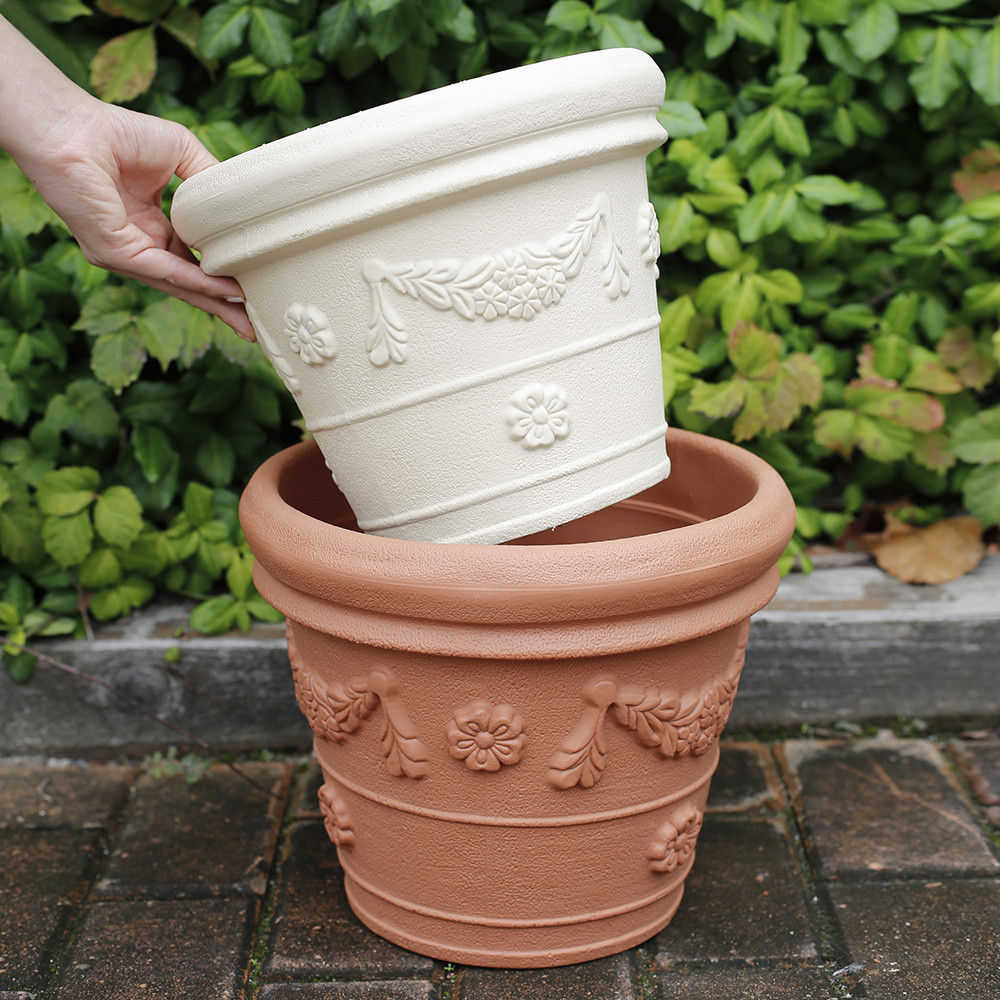 로렌조 자동급수 분갈이 플라스틱 인테리어 저면관수 대형 토분 화분 B 테라코타 270호 이미지 3