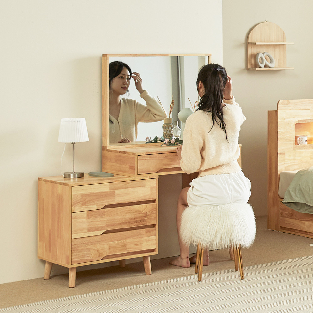 [무료배송] 루이스 확장형 수납 화장대 세트 (거울 포함)