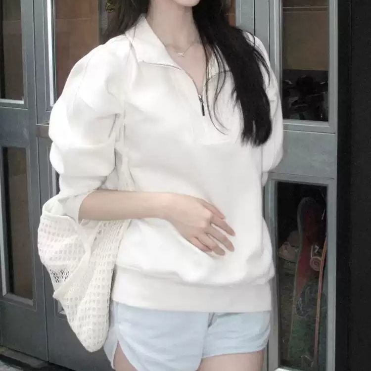 에스파 윈터 티셔츠 긴소매 인스타그램 반집업 빅사이즈 의상 옷 패션 - 상품 이미지