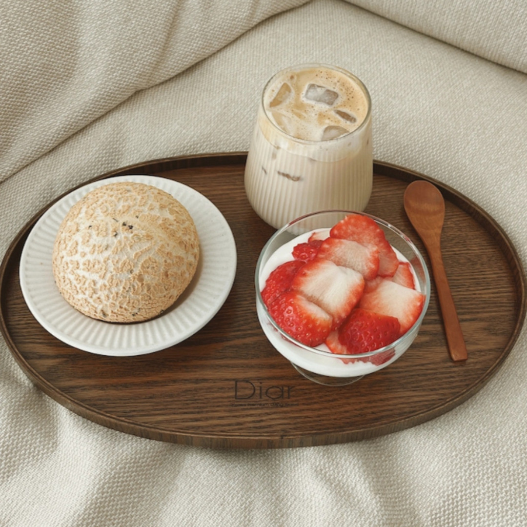 디아르 애쉬 타원형 원목 우드 트레이 카페 베이커리 브런치 나무 쟁반 M