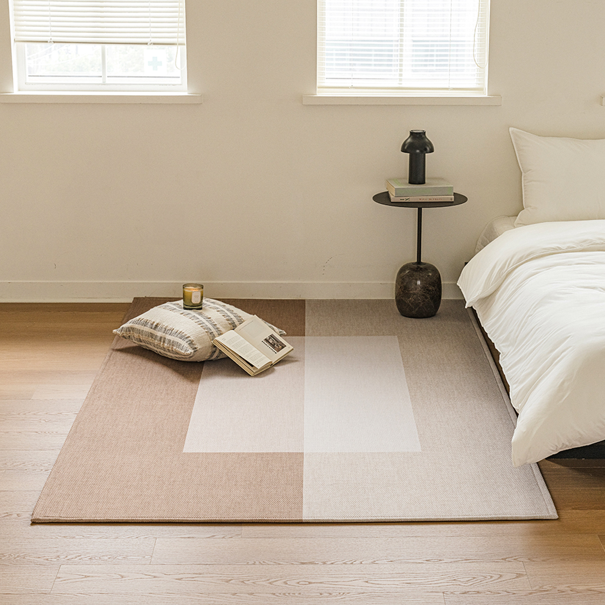 먼지없는 워셔블 사계절 거실 방수 러그, 브릭 베이지, 대형 200x145