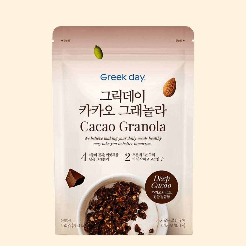 그릭데이 크런치 리얼카카오 그래놀라 시리얼, 150g, 1개 : 앙쥬마인