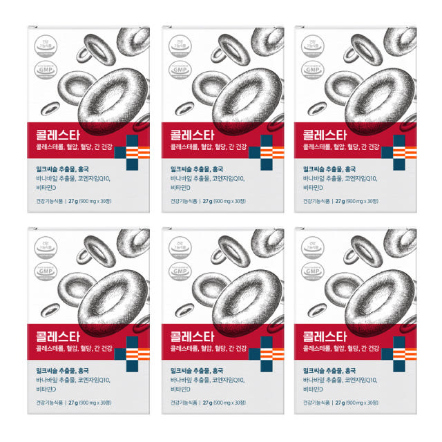 콜레스타 콜레스테롤 LDL 개선 홍국 혈압 코엔자임Q10 밀크씨슬 MSQ 30정, 6개