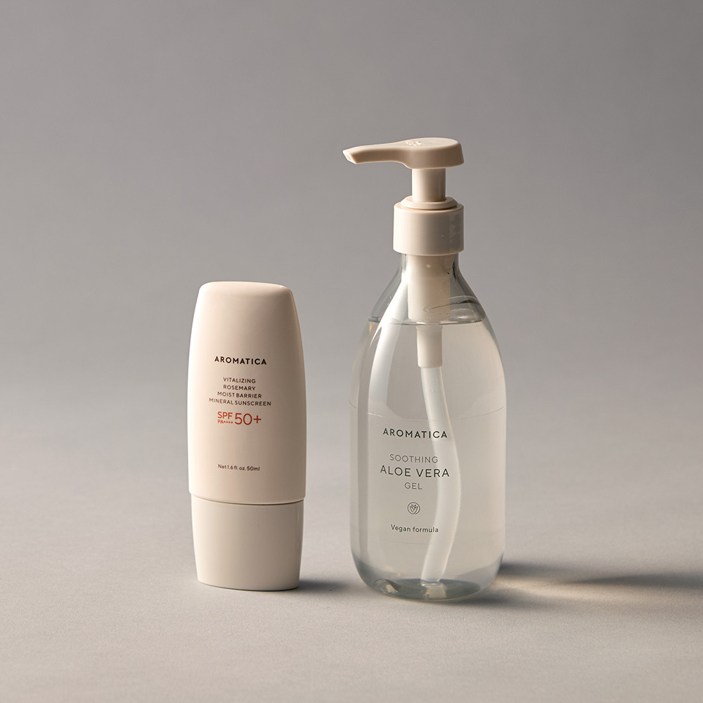 아로마티카 선케어 2종 - 로즈마리 수분장벽 선크림 50ML SPF 50+ PA++++ & 알로에 베라 젤 500ML 세트 - 상품 이미지
