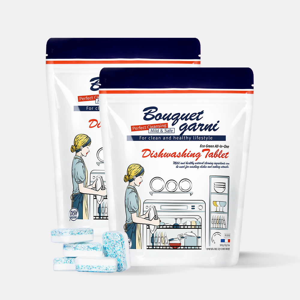 [총 100개입] 부케가르니 에코 그린 식기세척기 올인원 식세기 세제 타블렛형 10g 50개입 2개