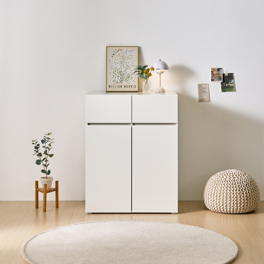 [와이드형] 조아 수납장 모듈 다용도 거실 베란다 (높은/서랍형 800), 3단, 화이트