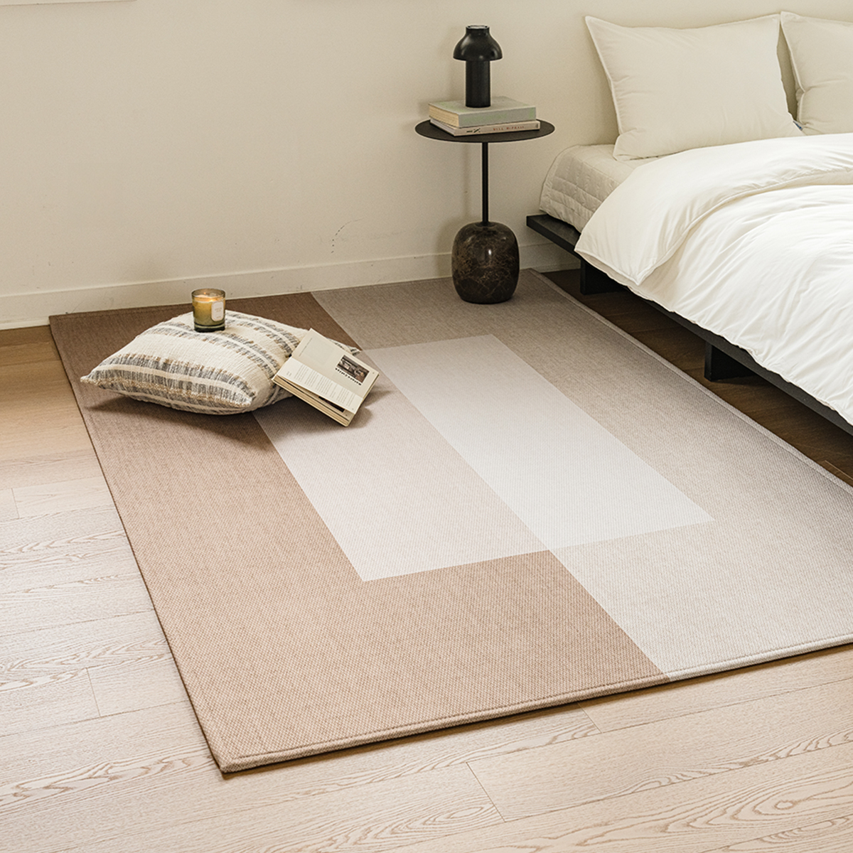 먼지없는 워셔블 사계절 거실 방수 러그, 브릭 베이지, 대형 200x145
