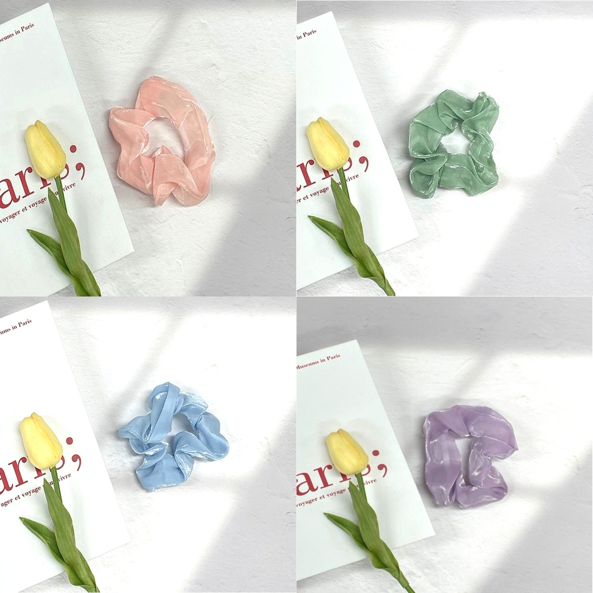 실크머리끈 로우번 안아픈 자국안남는 고무줄 - 상품 이미지