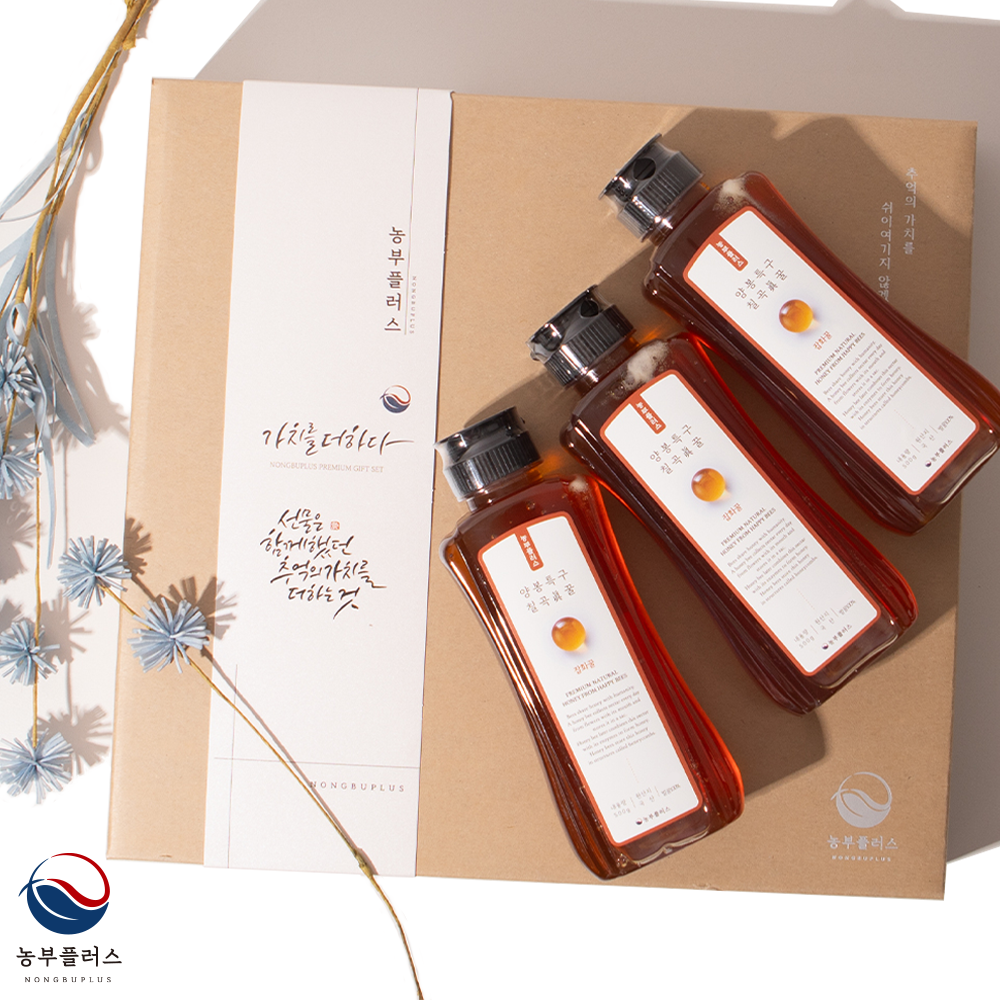 국산 토종꿀 잡화꿀 500g 3구 선물세트 농부플러스