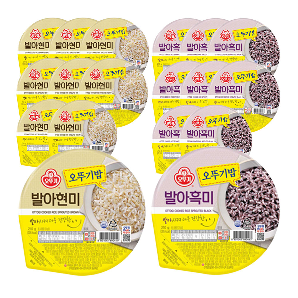 [9+9] 오뚜기 맛있는 오뚜기밥 발아현미 210g 9개+발아흑미 210g 9개 외 8종 - 상품 이미지
