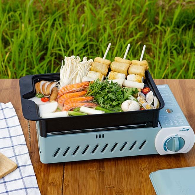 휴대용버너 캠핑용 전골팬 구이그릴 가스버너세트