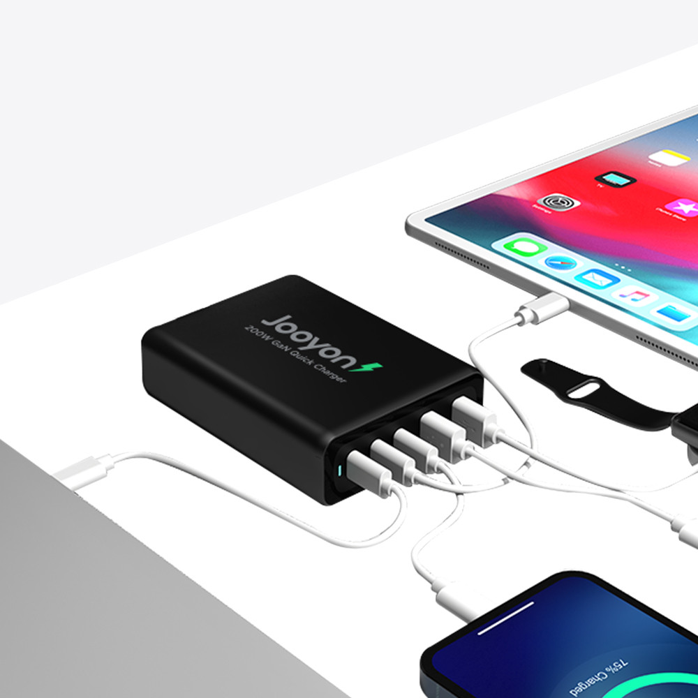 주연테크 캐리밥 200W 5포트 올인원 PD 고속충전기 USB-C 케이블포함 PPS PD3.0 QC3.0 200W 노트북 스마트폰 - 상품 이미지