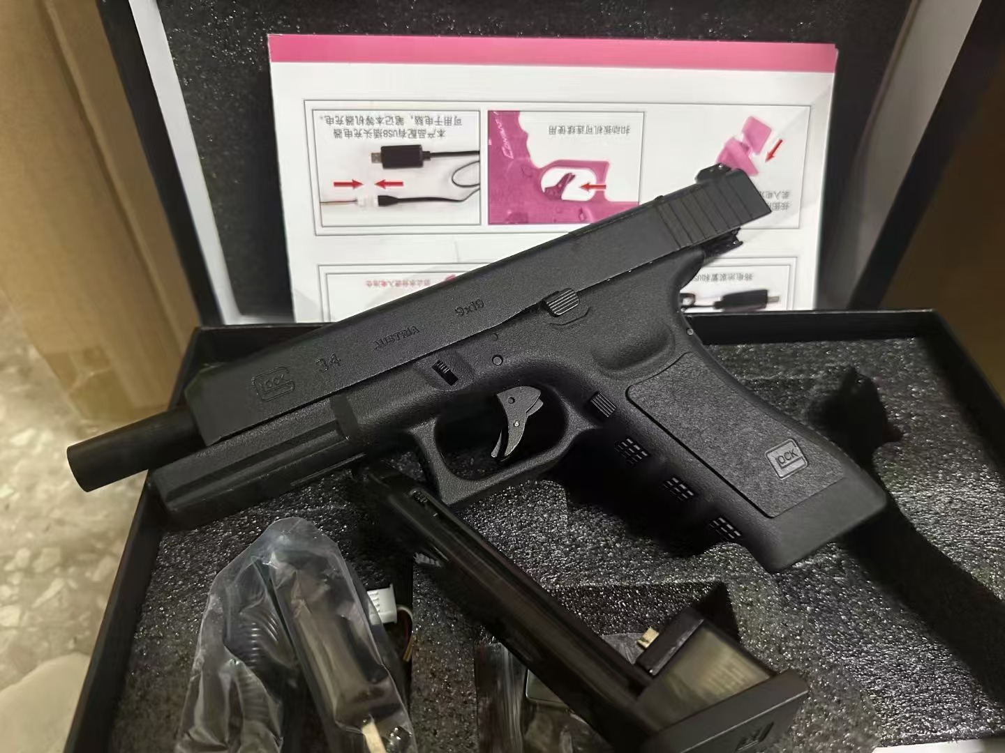 글록 G34 EBB 전동 권총 핸드건 블로우백 슬라이드스톱 - 상품 이미지