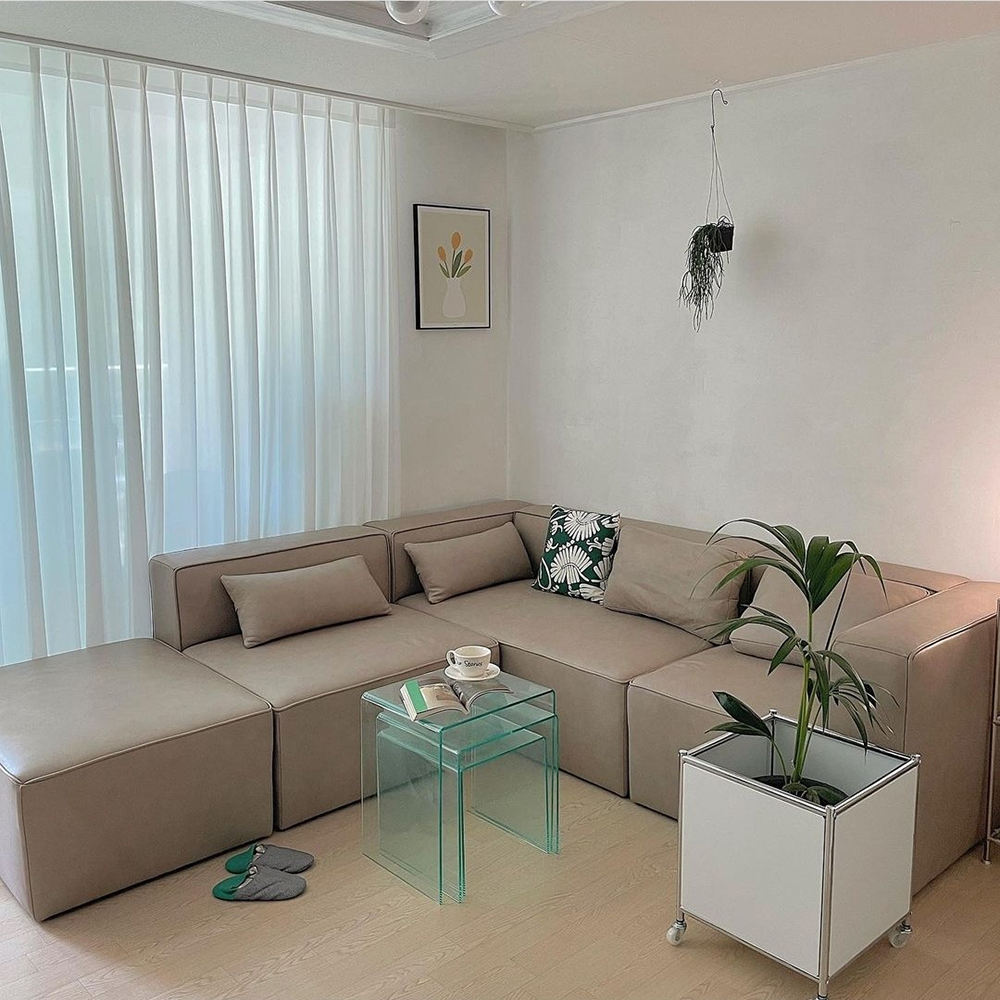 [가죽소파] Y3-19 이태리 내추럴 통가죽 천연면피 소가죽소파(전체가죽) 3인 모듈쇼파