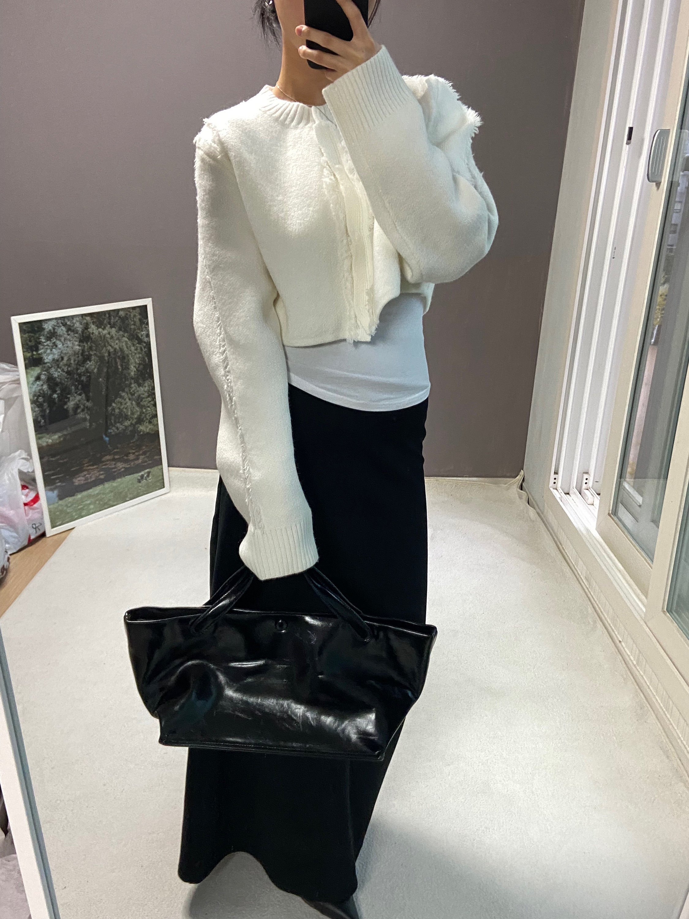 비츠앤밥스 FRINGE DAMAGED CARDIGAN