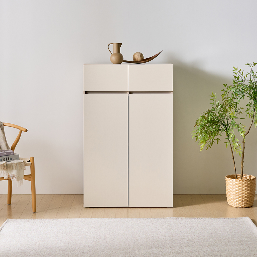 [와이드형] 조아 수납장 모듈 다용도 거실 베란다 (더 높은/서랍형 800), 4단, 크림화이트