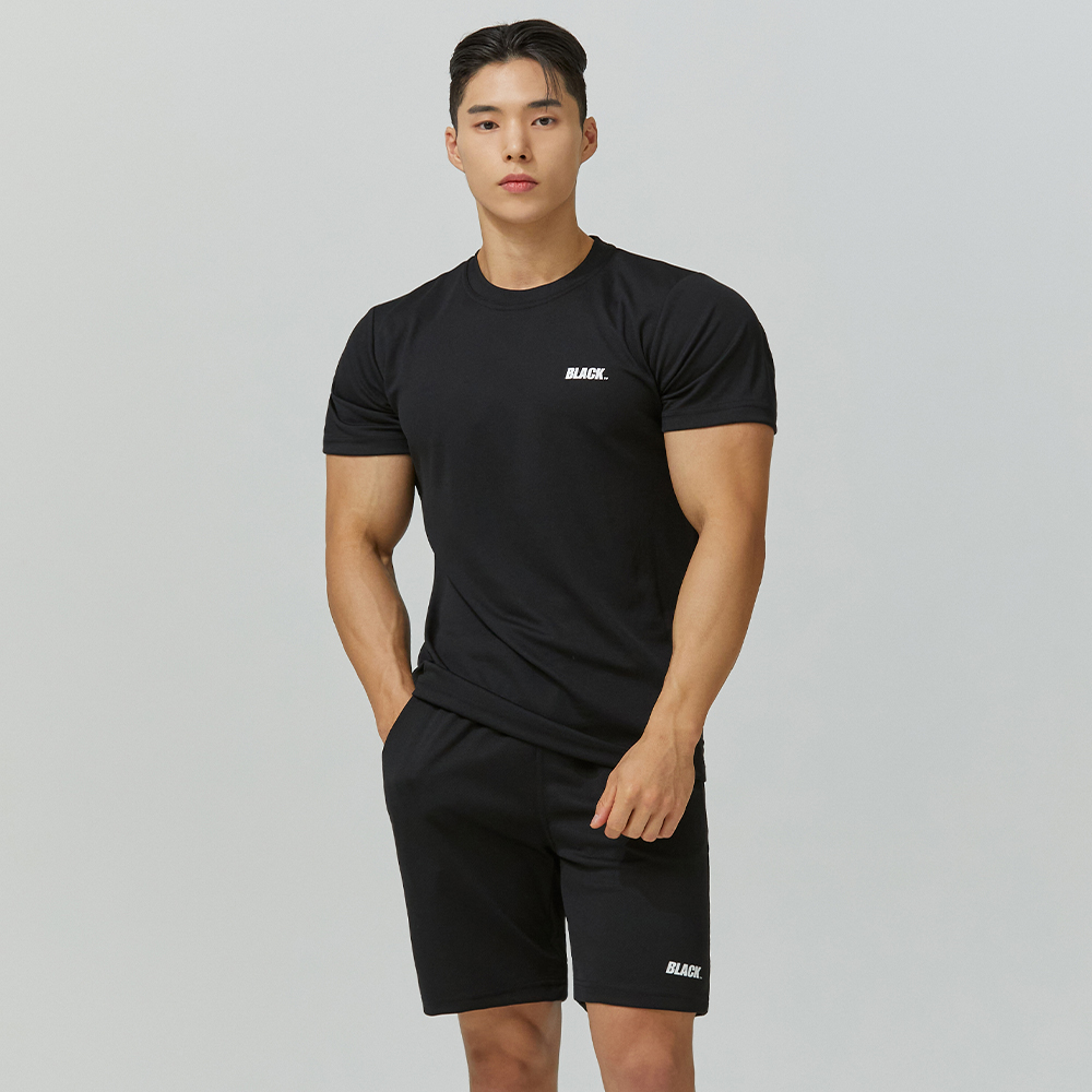 BLACKSET 남자 헬스복 운동복 트레이닝 세트 짐웨어 : 블랙몬스터핏