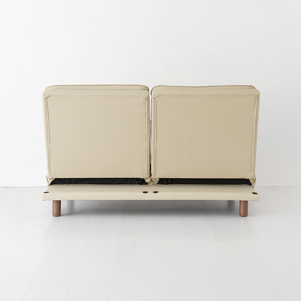 텐제르 2인 리클라이너 좌식소파 + 좌식스툴 베이지 세트