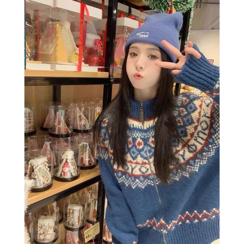 노르딕가디건 블루 코위찬 페어아일 가디건 빈티지 스웨터 - 상세 이미지 4