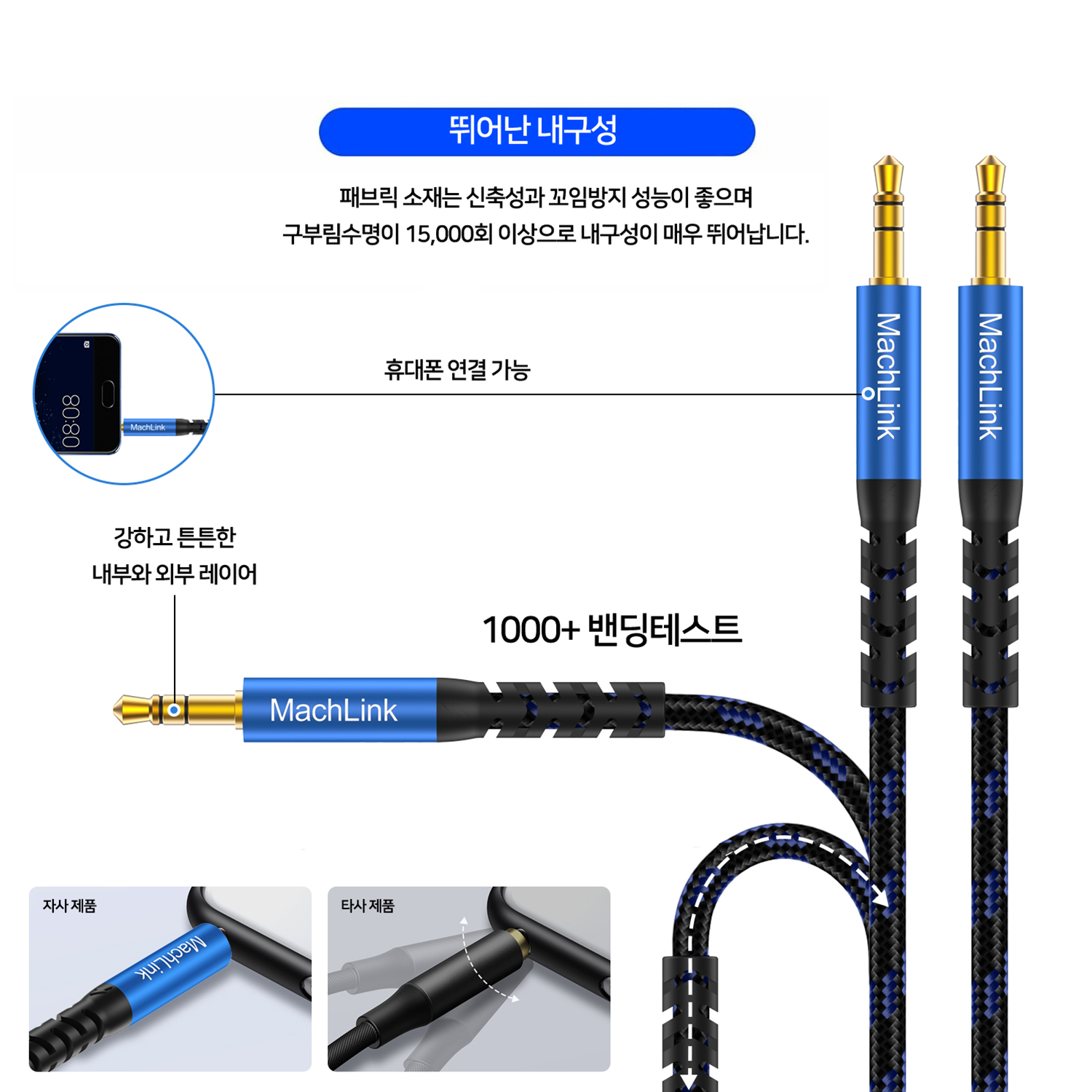 마하링크 DeepBlue라인 스테레오 AUX 케이블 ML-BLST 1m, 1개 - 상세 이미지 4