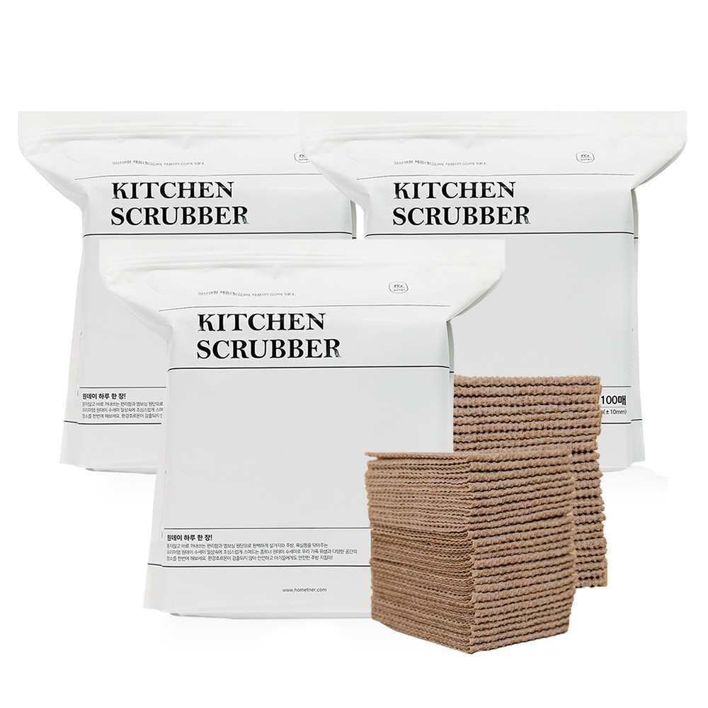 홈트너 주방 뽑아쓰는 일회용 수세미 100개입, 3개