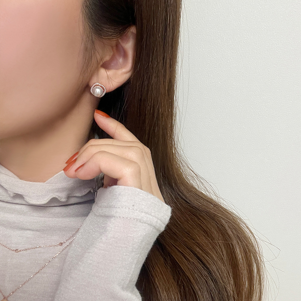 한선화 귀걸이 폴브리알 주얼리 진주 사각 귀걸이 PGBE0254 큐빅 실버침 블링 포인트 - 상세 이미지 3