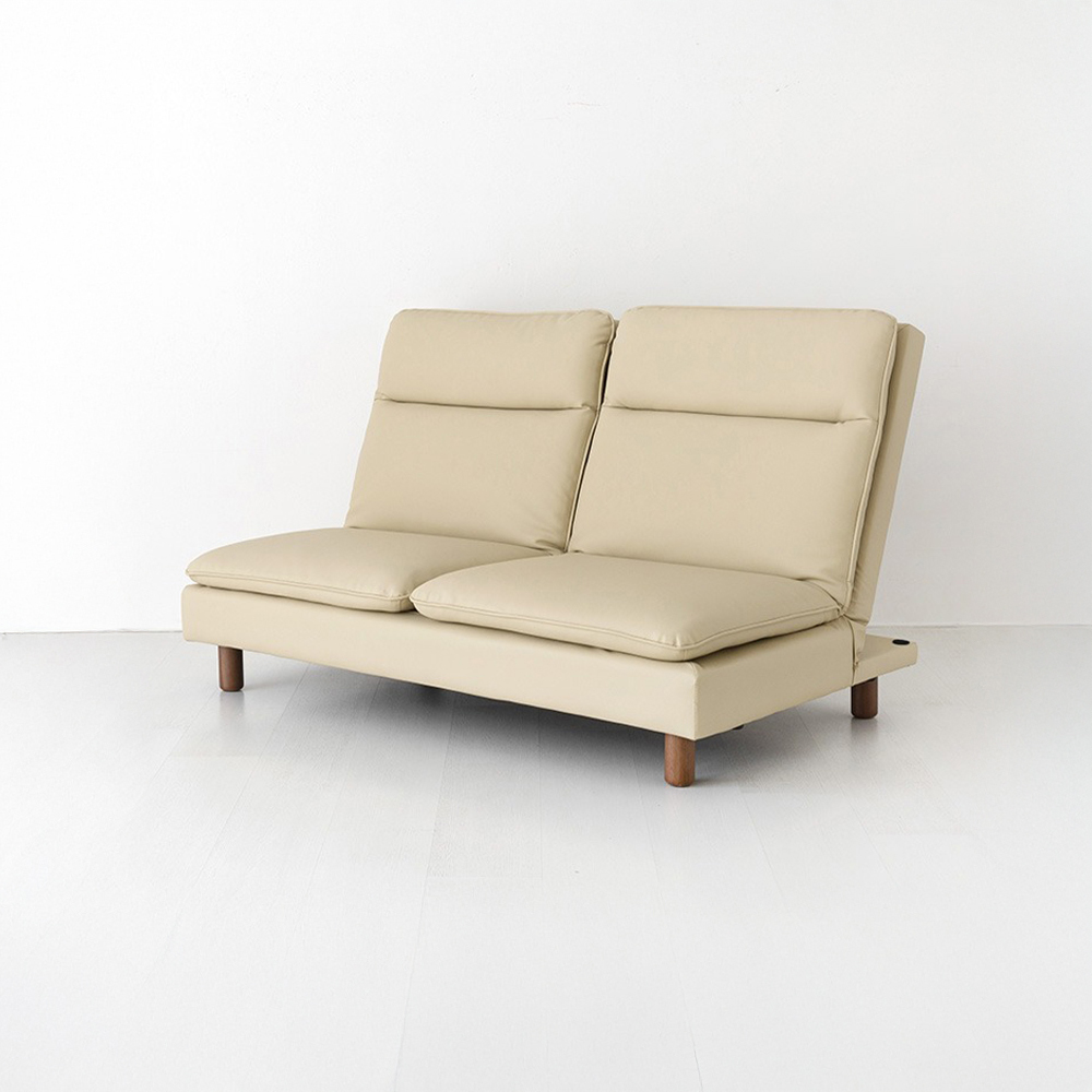 텐제르 2인 리클라이너 좌식소파 + 좌식스툴 베이지 세트