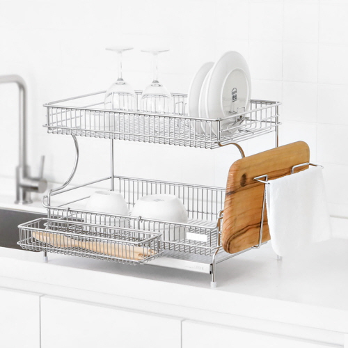 로긴 쟁반형 올스텐 식기건조대 2단 (풀세트) 싱크대건조대 제품 이미지