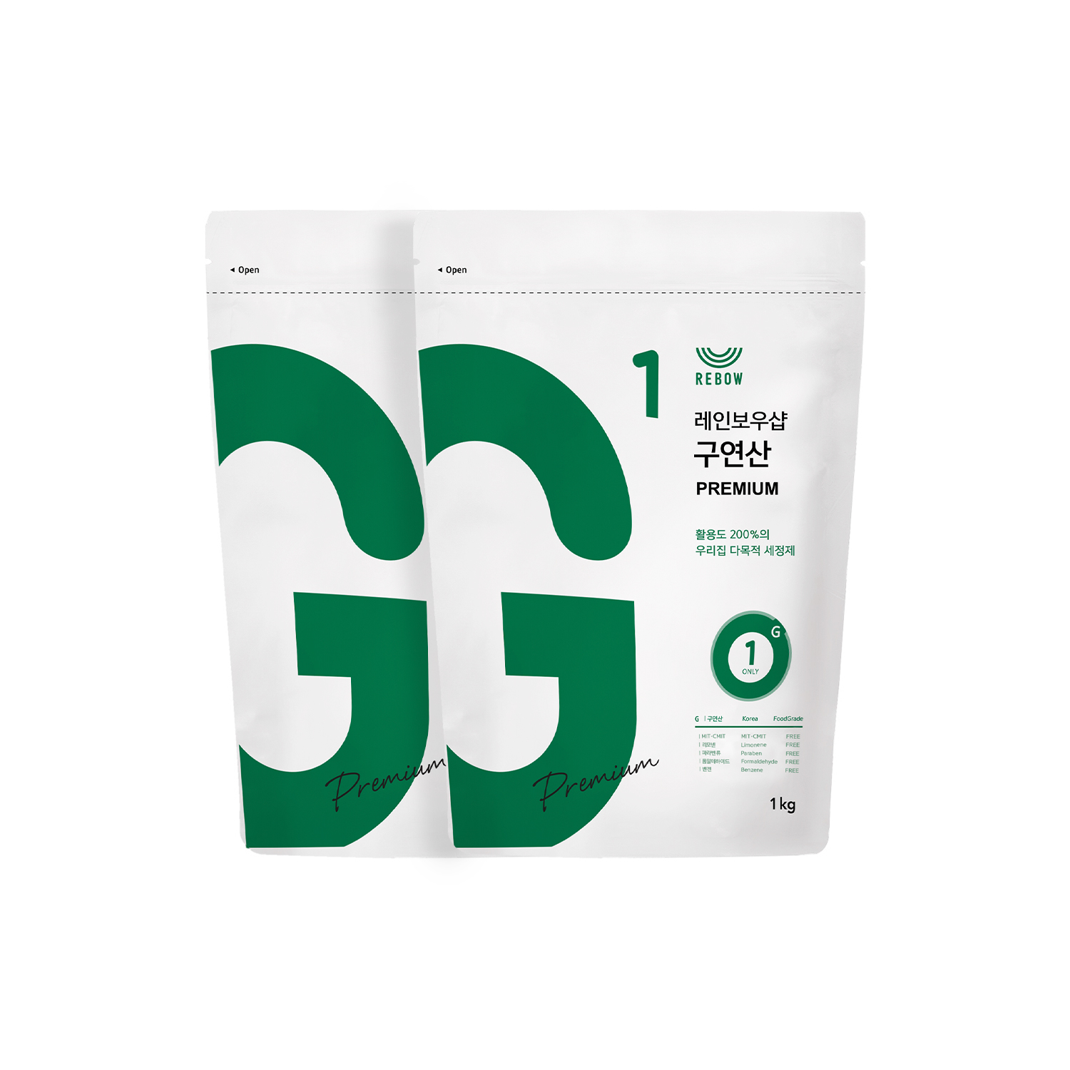 레인보우샵 구연산 프리미엄 1kg 2개입 총2kg - 상품 이미지