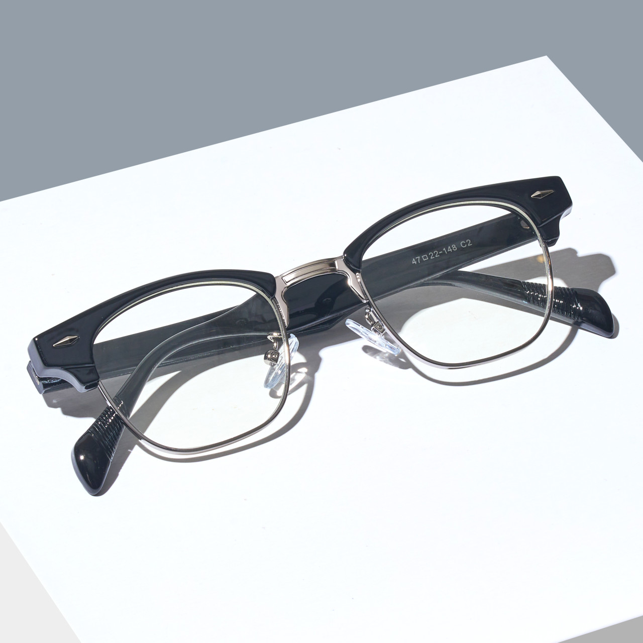 빈티지 사각 하금테 반뿔테 안경 반테 자외선 블루라이트 차단