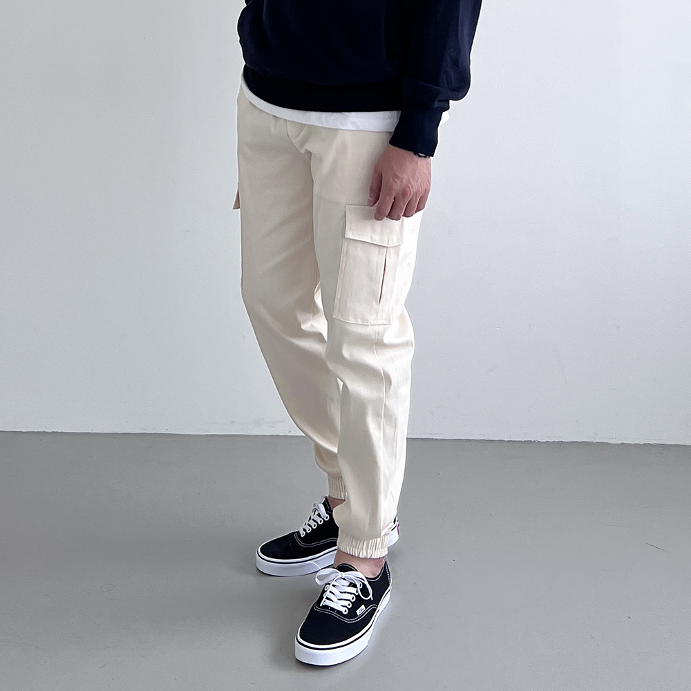 남자 카고조거팬츠 남자면바지 작업바지 스판 밴딩 빅사이즈 - 상품 이미지