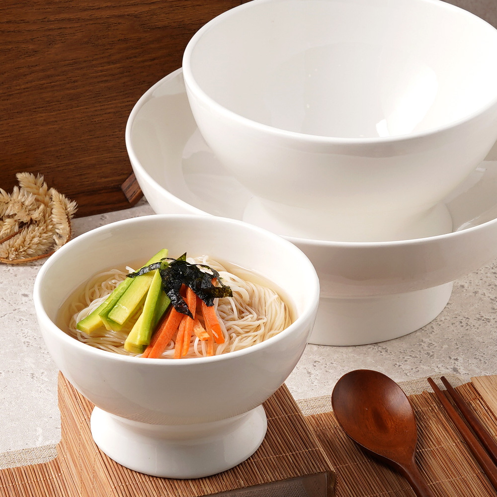 삼지연 굽 면기 도자기 냉면 국수 라면 냉면기 짜장면 그릇 2호, 화이트 - 상세 이미지 4