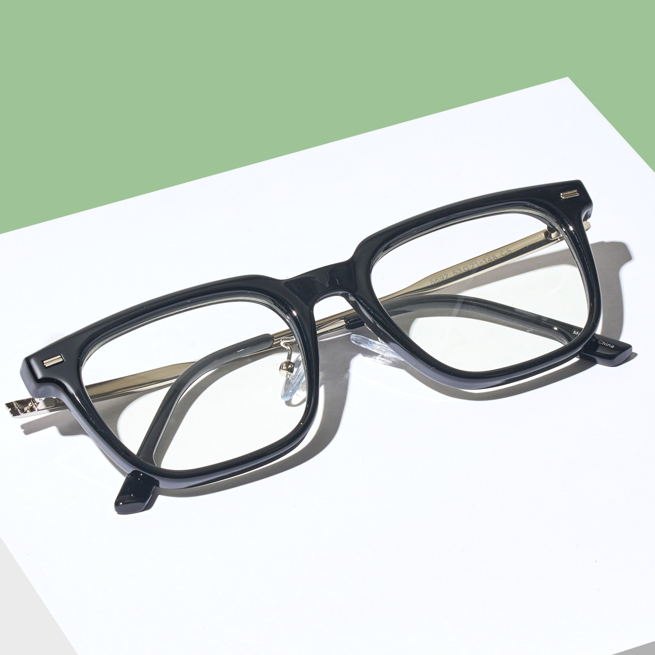 빅사이즈 사각 검정 투명 뿔테 안경 블루라이트차단 제품 이미지