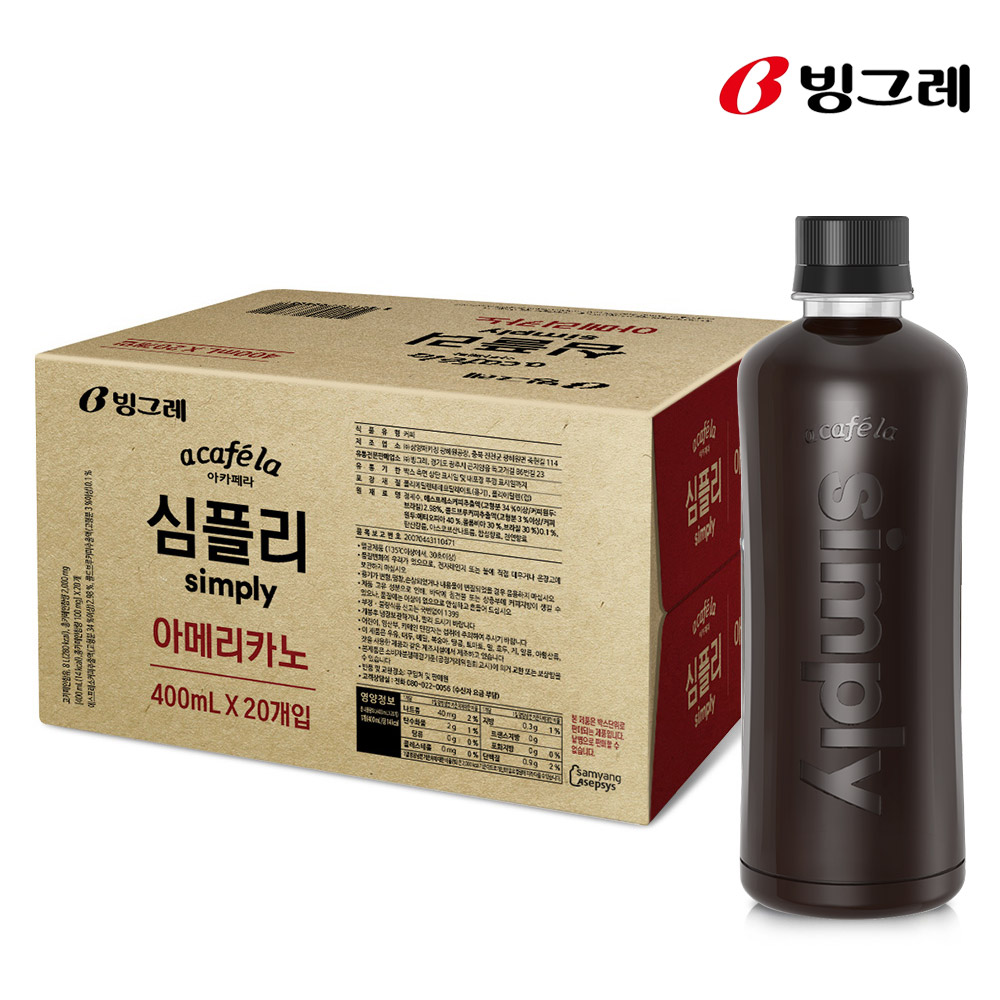 빙그레 아카페라 심플리 아메리카노 400ml 20개입 - 상세 이미지 2