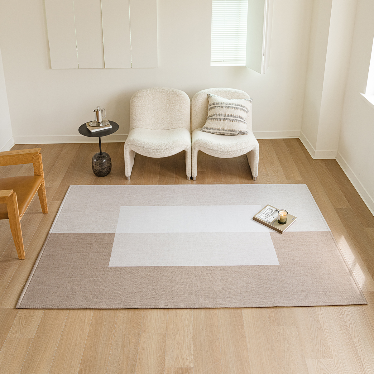 먼지없는 워셔블 사계절 거실 방수 러그, 브릭 베이지, 대형 200x145