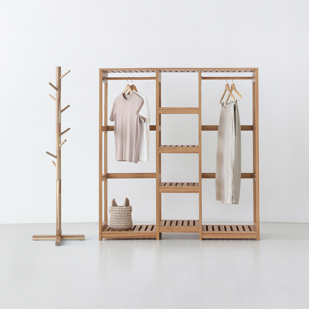 비나트 선반행거 WRM150140 + TANG 원목스탠드행거 154 아카시아 세트