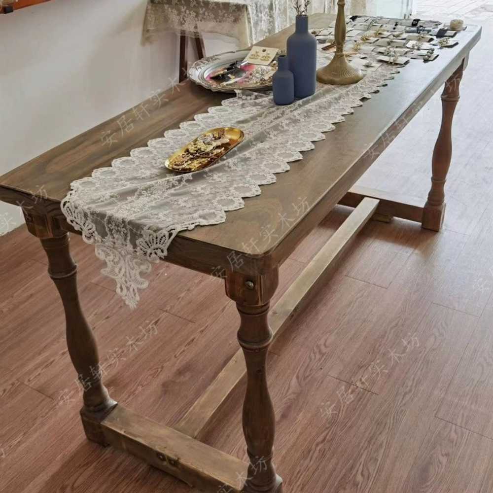 빈티지 테이블 업소용 다이닝 식당 인테리어 커피 티 120x60cm - 상세 이미지 3
