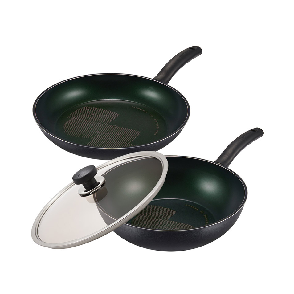 [N단독구성XN배송] 오로라 IH 프라이팬 3종 세트 (F28/W28/뚜껑)