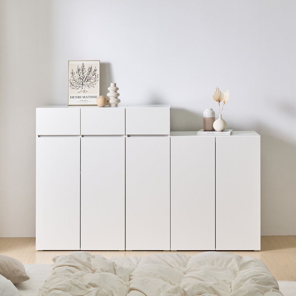 [와이드형] 조아 수납장 모듈 다용도 거실 베란다 (더 높은/서랍형 800), 4단, 화이트